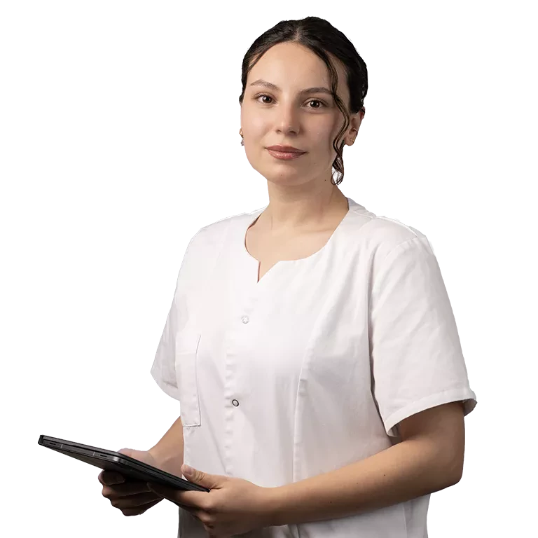 Etudiante en soins infirmiers avec tablette